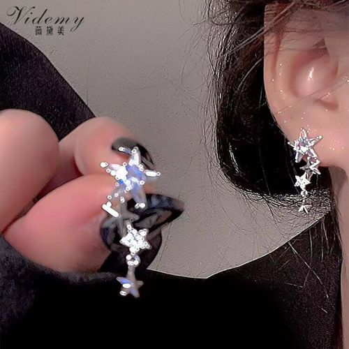 Niche Light Luxury Three Dimensional Silver Star Earrings