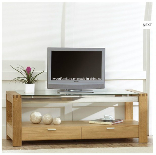 Roma Oak TV Cabinet with Chrome and Glass