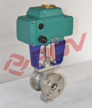 DIN water on/off ac110v electric flange class150lb ball valve v type
