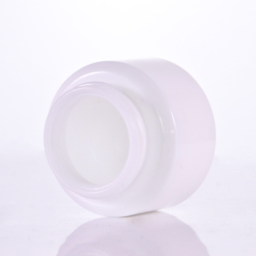 Opal white glass jars with white lid