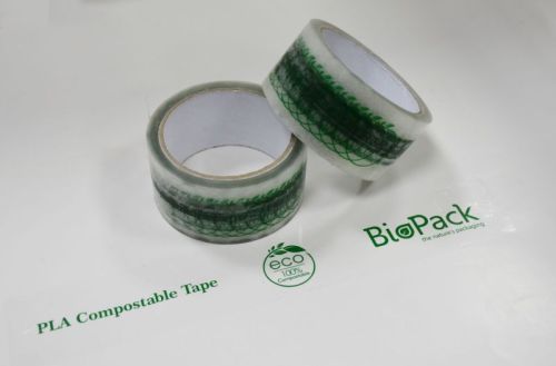 ホットセール100％PLA堆肥化可能なカスタムロゴ印刷カスタム印刷された100％堆肥化可能なPLAパッキングテープ