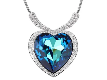 Heart of the ocean crystal heart love necklace pendant