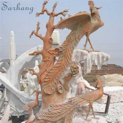 Hot sale natural stone carving marble phoenix bird statue