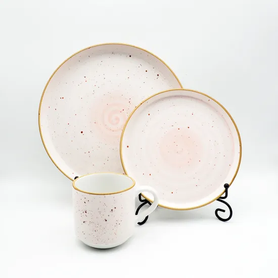 Wholesale Custom Tableware 12 Pieces Blue Reactive Ceramic Dinner Set