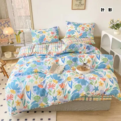 100% Polyester Bed Sheet Set - 4 Piece Quilt and Duvet Cover Home Textiles
