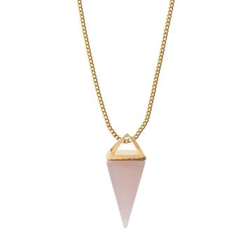 Pyramid Quartz Crystal Necklace Rose Quartz Pendant