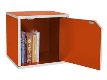 Orange Colored Cardboard Book Storage Cabinet With Door