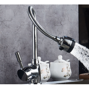 황동 뜨겁고 차가운 주방 수도꼭지 회전 주둥이가있는 고품질 싱크 믹서 탭