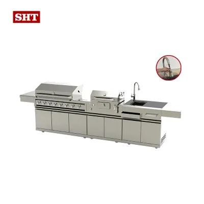 Luxury Outdoor Kitchen Cabinet Indoor BBQ Grill Set with Refridgerator
