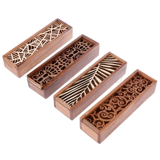 Retro Wooden Stationery Case Hollow Out Boxes Desktop Pencil Storage Organizer Drop Shipping