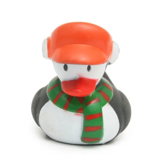 Eco-friendly snow vinyl duck toys with hat kids floating bath rubber animal toys PVC