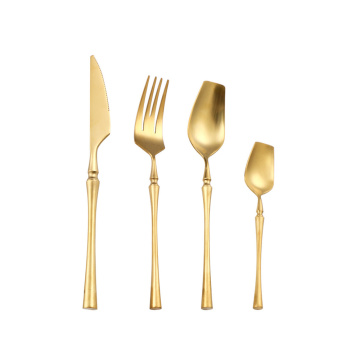 European 304 Stainless Steel Gold High-Quality Tableware Knife Fork Soup Spoon 4-Piece Set