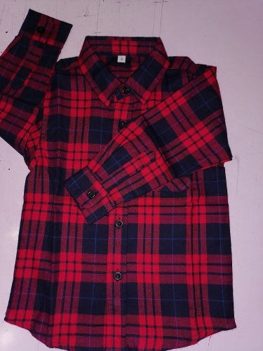 Kids cotton flannel y/d check long sleeve shirt