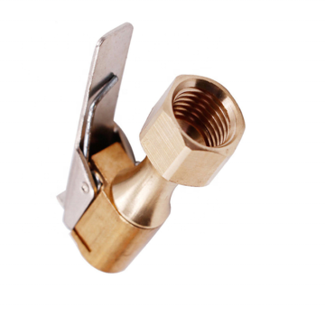 Heavy Duty Closed Flow Lock-On Brass Tire Air Chuck with Clip