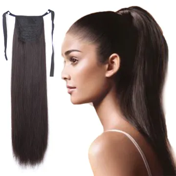 8A Hot Selling Long Curly Straight Heat Resistant Hair Extension Clip In Synthetic Hair Ponytails Wrap Around Pony Tail