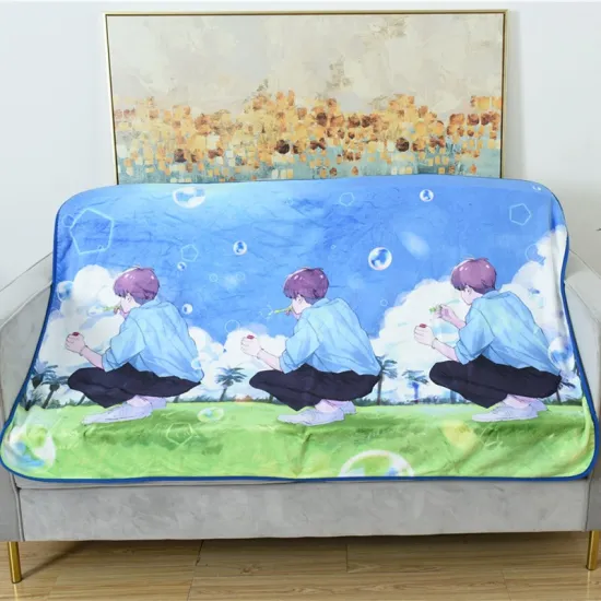 Amazon hot sell Custom Digital Printing Knitted Soft Fleece Flannel blanket