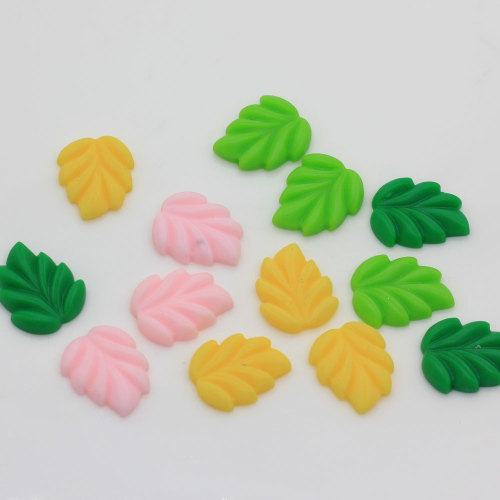 20mm Flat Back Resin Green Leaves Cabochons For Kawaii Phone Protection Shell DIY Crafts Accessories