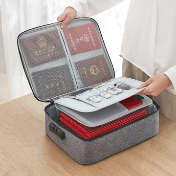 Waterproof Passport File Organizer - 3 Layer Travel Document Storage Box with Lock