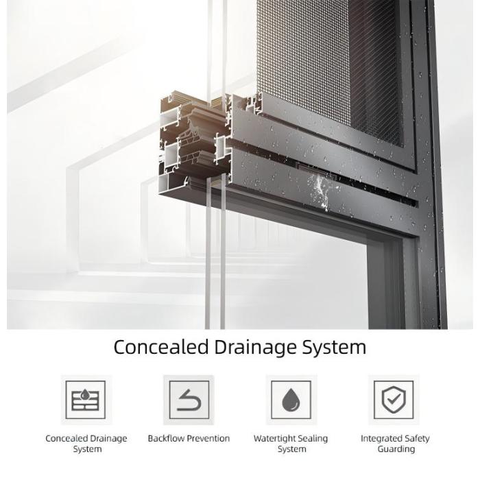 Sistema de janela de batente de alumínio à prova d'água