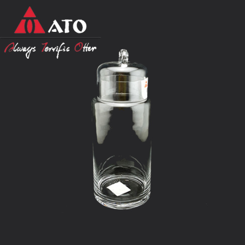 Bote de té de comida de vidrio transparente con almacenamiento de tapa