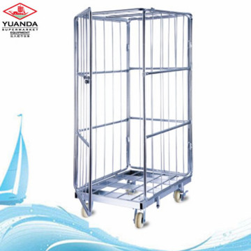 Roll cage folding storage trolley with wheels