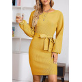 Women's Elegant Long Lantern Sleeve Dress