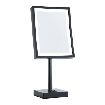 Matte black framed bathroom mirror with lights