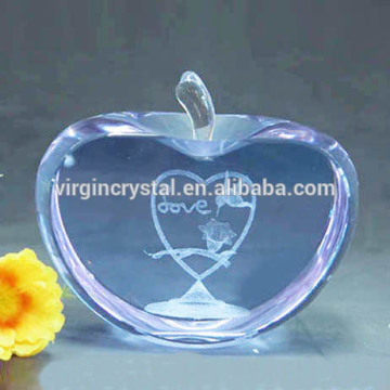 3D Laser Engraved K9 Crystal Apple For Mother's Day Anniversary