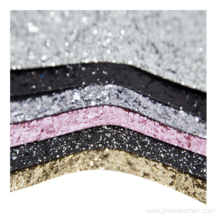 Custom chunky glitter fabric PU artificial leather