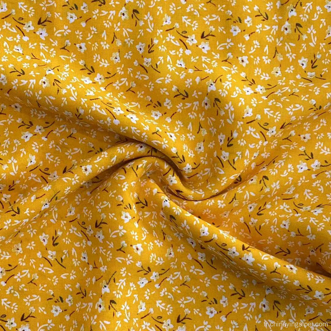 45S Dernier motif fleur fleur imprimé à 100% Viscose tissu