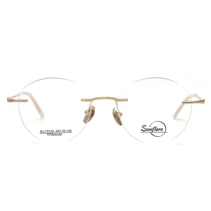 2023 Trendy Titanium Myopia Optical Glasses: Frameless, Round Design