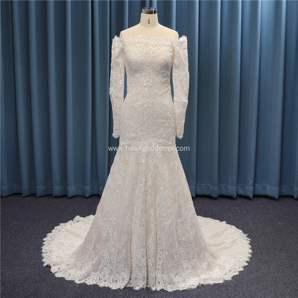 Luxury White Bridal Gown Crystal Heavy Beading bling mermaid wedding dress with removable sleeve