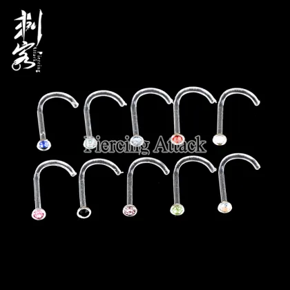 Bioplastic Crystal Nose Screw Ring Nose Jewelry
