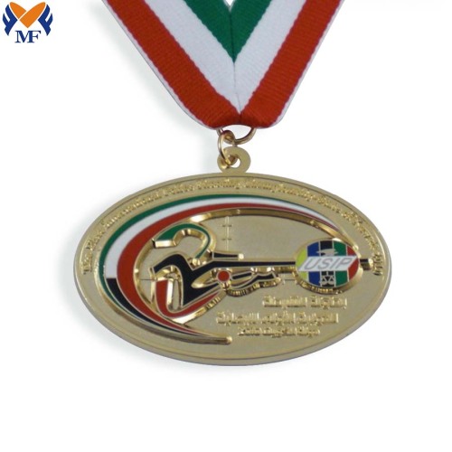 Medalla de recomendación ovalada de metal de oro personalizado