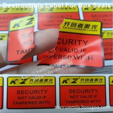 China Tamper Evident Destructible Labels For Box Package ...