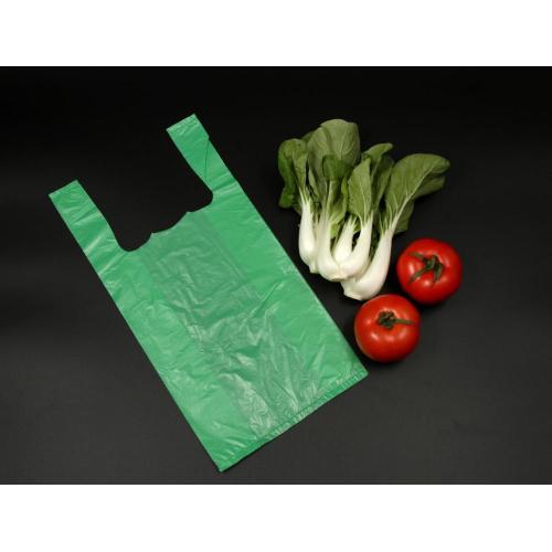 Plastic T Shirt Bag in Green