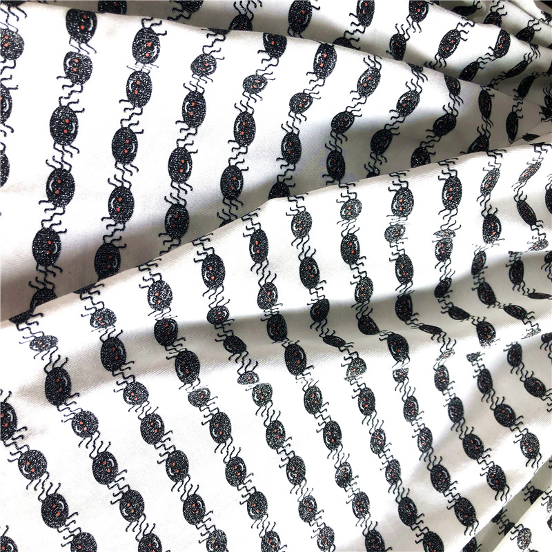 White Cotton jersey with Silver spider Print