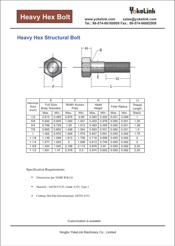 Yokelink Heavy Hex Bolt Spec.