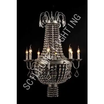 8-light iron and crystal candelabra chandeliers ASB