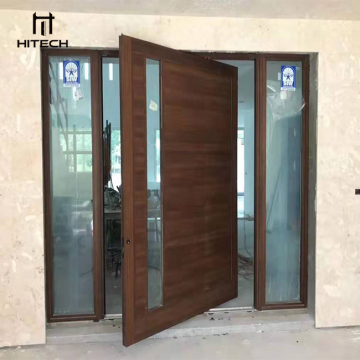 Hitech Contemporary Wooden Front Door with Glass Strip