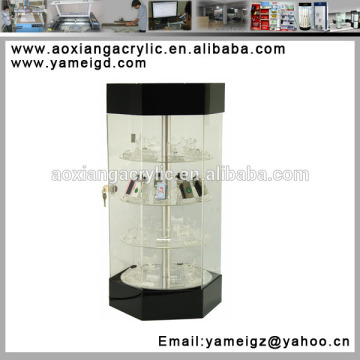 New Arrival! floor standing electric turntable rotating display stand with light and lock