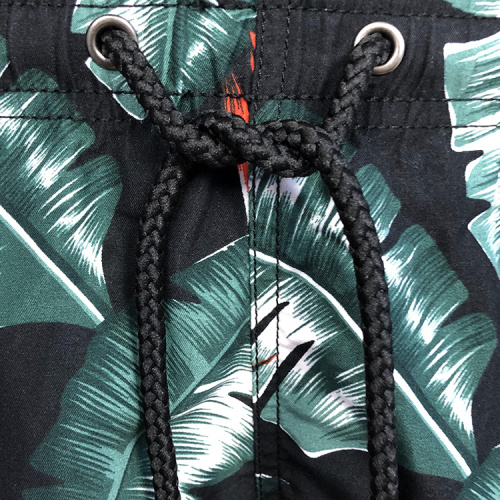 custom printed floral Plant-patterned black beach shorts