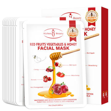 OEM/ODM Private Label Facial Sheet Masks for Whitening and Pore Reduction with Red Fruits and Vegetables