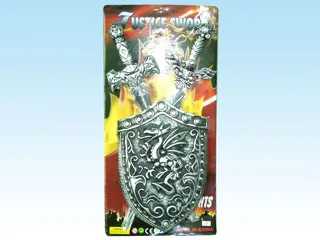 2 SILVERY SWORDS + SHIELD toy