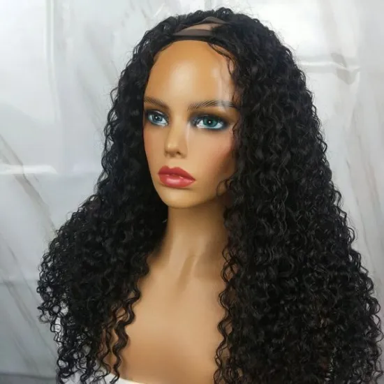 Loose Deep Human Hair U Part Wig Natural Color Brazilian Remy Hair Wig Wholesale Factory Price Afro Kinky Curly Wig 150% Density