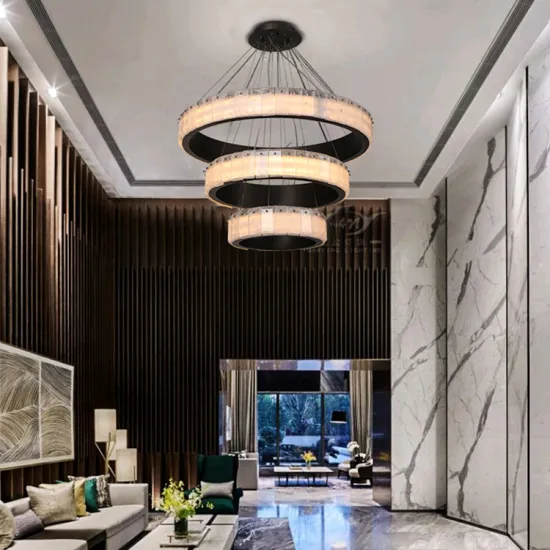 Luxury Living Room Round Glass Stainless Steel Chandelier