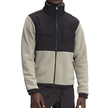 Custom Men's High Collar Berber Fleece Jacket with Color Block Front Pocket