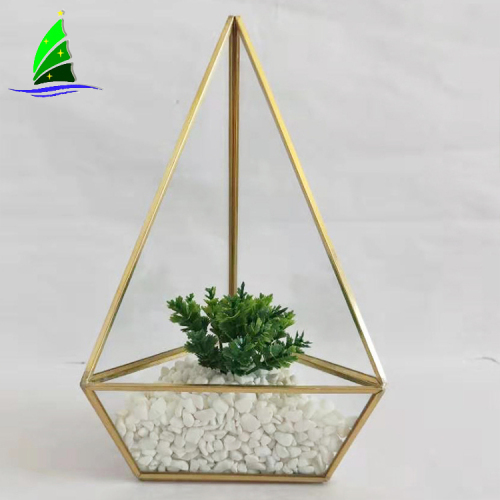 vintage glass pyramid geometric terrarium container