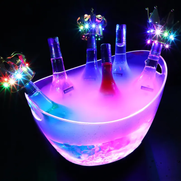 Customizable 12 Liter High-Quality Rechargeable LED Large Ice Buckets for Bar, KTV, and Night Club
