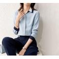 Women's blouses, irregular hem, cutting shirt collar with beading